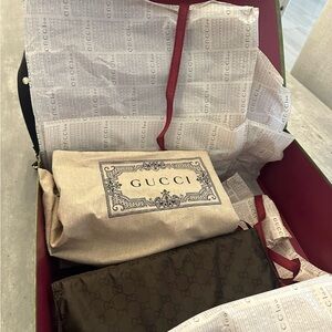 Gucci Beige and Brown Monogram Bag with Dust Bags